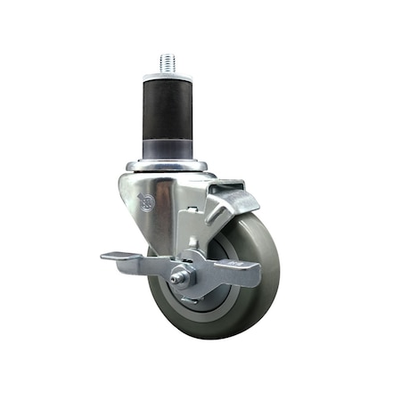 Service Caster 3.5'' SS Gray Poly Swivel 1-5/8'' Expanding Stem Caster with Brake SCC-SSEX20S3514-PPUB-TLB-158